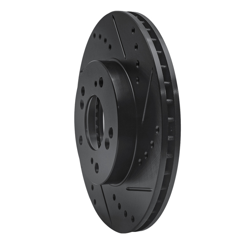 Acura Integra Brake Rotor (1) - Front Right - R1 Concepts - Drilled & Slotted - Black - `91-`01